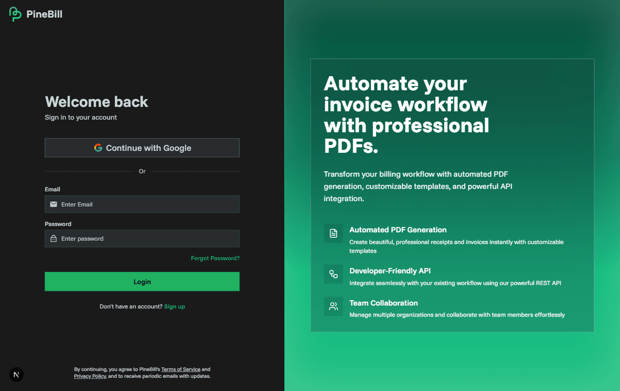 Account Creation Screenshot