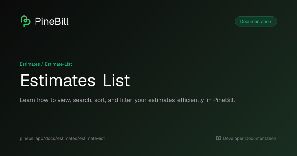 Estimates List | PineBill Documentation