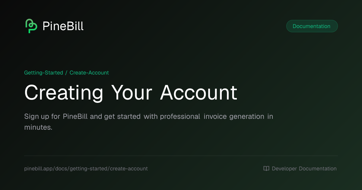 Creating Your Account | PineBill Documentation