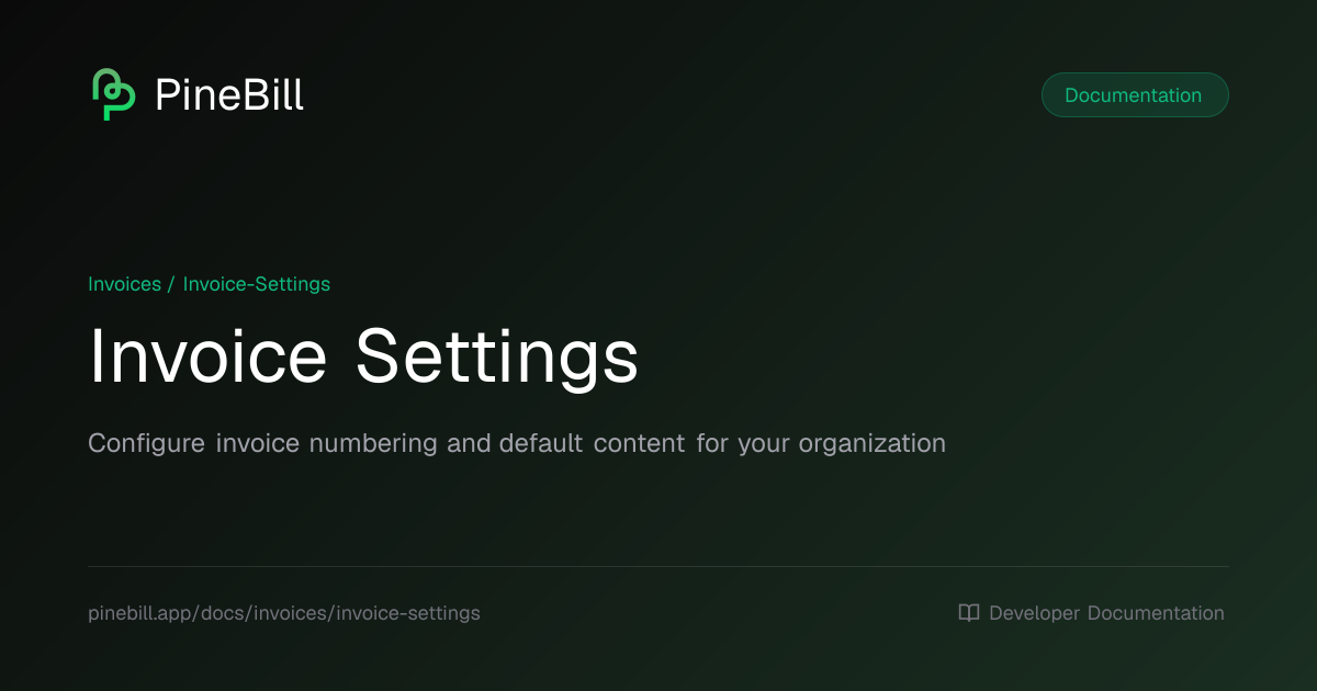 Invoice Settings | PineBill Documentation
