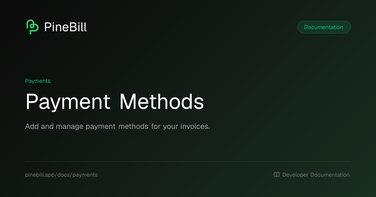Payment Methods | PineBill Documentation
