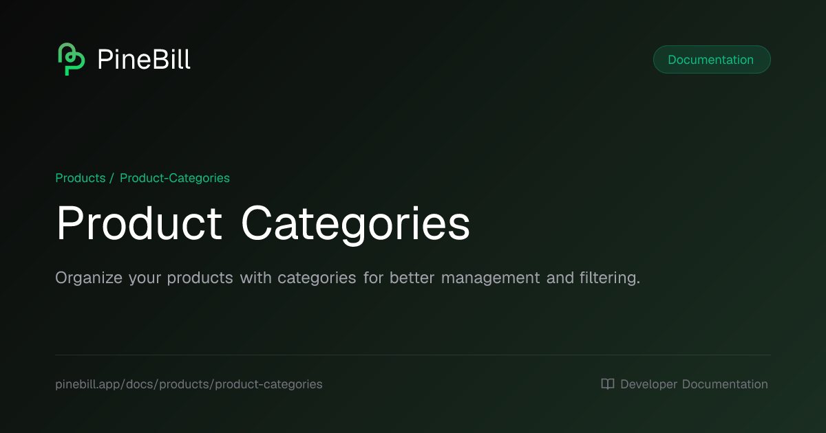 Product Categories | PineBill Documentation