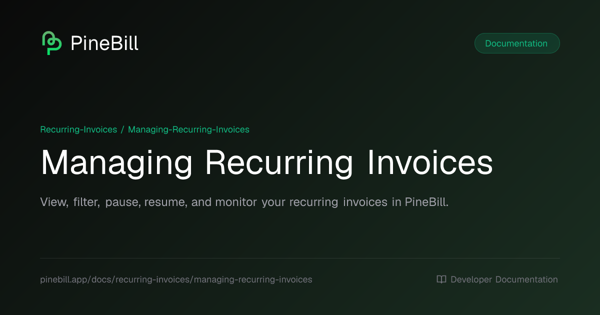 Managing Recurring Invoices | PineBill Documentation